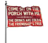 Drapeaux de décoration de chambre « Come Sit On The Porch With Me The Drinks Are Cold And The Friendship Is Free » pour chambre de fille (152 x 244 cm)