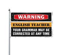 Drapeaux de décoration de chambre d'avertissement de grammaire anglaise pour professeur de grammaire - Drapeaux de chambre pour filles (120 x 180 cm)