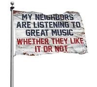 Drapeaux de décoration de chambre « My Neighbors Are Listening To Great Music » pour chambre de fille (120 x 180 cm)