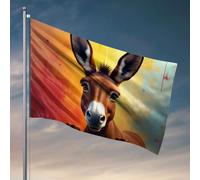 Drapeaux de décoration de chambre - Peinture en gros plan d'un visage d'âne avec yeux expressifs - Décoration de terrasse pour intérieur (152 x 244 cm)