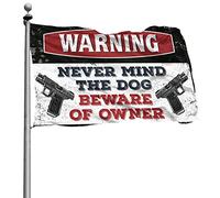 Drapeaux de décoration de dortoir pour homme « Never Mind The Dog Beware Of Owner » - Décoration d'intérieur amusante pour homme (30 x 45 cm)