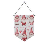 Drapeaux de dessins animés mignons nains rouges à suspendre avec barre télescopique drapeau de patio extérieur dernière intervention décoration pour bureau, école, salle de classe, chambre, maison