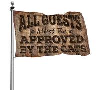 Drapeaux de dortoir amusants « All Guests Must Be Approved By The Cats » - Affiches cool pour décoration extérieure (60 x 90 cm)