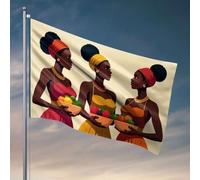 Drapeaux de dortoir amusants avec trois femmes tenant des bols de fruits. Drapeau décoratif pour chambre à coucher, panneaux d'automne pour porche (152 x 244 cm)