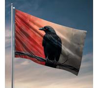 Drapeaux de dortoir cool corbeau noir sur un fil : une œuvre d'art mystérieuse drapeau décoration extérieure affiches d'université pour les hommes (152 x 244 cm)