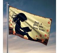 Drapeaux de dortoir pour filles « A Girl Loves Reading Books » Drapeaux de chambre pour filles Panneaux d'extérieur et décoration (60 x 90 cm)