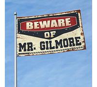 Drapeaux de dortoir pour filles avec inscription « Beware of Mr. Gilmore » - Décoration de cour et de chambre à coucher pour homme (30 x 45 cm)