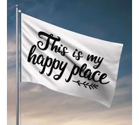 Drapeaux de dortoir pour filles avec inscription « This Is My Happy Place » Drapeau pour camping-car (30 x 45 cm)