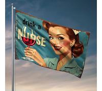 Drapeaux de dortoir pour filles, infirmière tenant un verre à vin, petit drapeau, décoration de bar, pour la maison (152 x 244 cm)