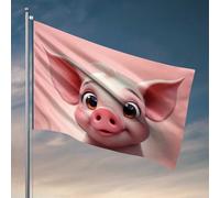 Drapeaux de dortoir pour gars - Adorable cochon avec de grands yeux marrons - Drapeau pour dortoir - Drapeaux amusants (60 x 90 cm)