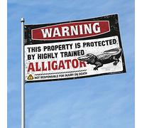 Drapeaux de dortoir pour gars avertissant que cette propriété est protégée par un drapeau alligator hautement qualifié, décoration de salle de jeux ou de salle de bain (60 x 90 cm)