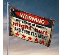 Drapeaux de dortoir pour gars Avertissement : Mon sens de l'humour pourrait blesser, y compris le vôtre ! Drapeau Décorations de dortoir pour chambre d'étudiant (30 x 45 cm)