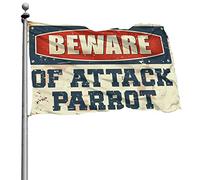 Drapeaux de dortoir pour gars « Beware of Attack » en forme de perroquet pour homme, décoration de dortoir, terrasse, bar (60 x 90 cm)