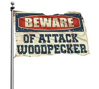 Drapeaux de dortoir pour gars Beware Of Attack Woodpecker Flag Room Stuff Man Cave Rules (152 x 244 cm)