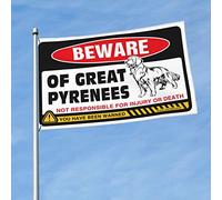 Drapeaux de dortoir pour gars « Beware of Great Pyrénées » - Décoration de salle de bain (152 x 244 cm)