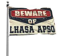 Drapeaux de dortoir pour gars « Beware of Lhassa Apso » - Règles de chambre (152 x 244 cm)