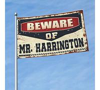 Drapeaux de dortoir pour gars « Beware of Mr. Harrington » - Décoration de salle de bain (152 x 244 cm)