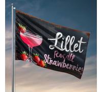 Drapeaux de dortoir pour gars, cocktail rosé avec fraises fraîches, drapeau de jardin, printemps et été, décoration amusante de salle de bain (30 x 45 cm)