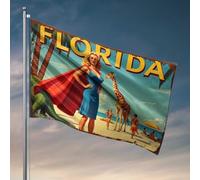 Drapeaux de dortoir pour gars Florida Dream : une aventure tropicale avec la faune et la plage - Drapeaux amusants pour décoration de chambre (120 x 180 cm)