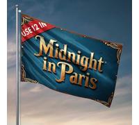Drapeaux de dortoir pour gars Midnight in Paris : une romance intemporelle se déplie drapeau, drapeau de jardin, printemps et été, décoration de salle de bain amusante (30 x 45 cm)
