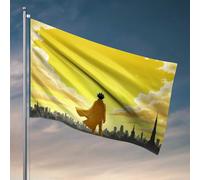 Drapeaux de dortoir pour gars, paysage urbain au coucher du soleil : un drapeau solitaire, affiches cool pour décoration de piscine, extérieur (152 x 244 cm)