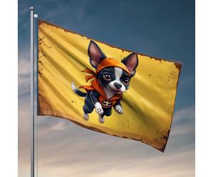 Drapeaux de dortoir pour gars super-héros Chihuahua : le chien courageux en action! Drapeaux de jardin printemps et été drôle décoration de salle de bain (30 x 45 cm)