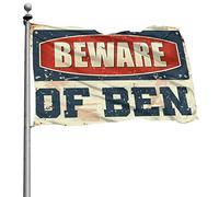 Drapeaux de dortoir pour les gars « Beware of Ben » Drapeau d'été amusant pour dortoir universitaire (152 x 244 cm)