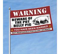 Drapeaux de dortoir pour les gars « Beware Of Pot Belly Pig » pour dortoir universitaire Drapeau de jardin cool (30 x 45 cm)