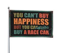 Drapeaux de dortoir pour les gars « You Can'T Buy Happiness But You Can Buy A Race Car Flag » pour décoration de dortoir, terrasse, bar (152 x 244 cm)
