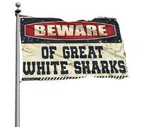 Drapeaux de dortoir universitaire « Beware of Great White Sharks » - Accessoires de grotte pour homme (30 x 45 cm)