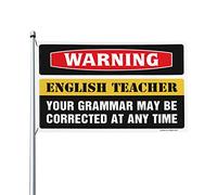 Drapeaux de dortoir universitaire d'avertissement pour enseignant de grammaire anglaise - Accessoires de grotte pour homme (30 x 45 cm)