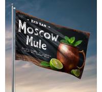 Drapeaux de dortoir universitaire rouge San Moscow Mule : un drapeau de recette de cocktail rafraîchissant, décoration de dortoir amusante pour les garçons (120 x 180 cm)