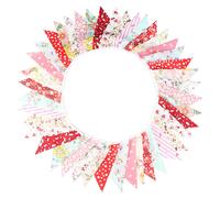 Drapeaux De Fanions En Tissu Floral 12m 42,Guirlande De Bannière De Jardin,Décoration De Mariage,De Fête D'anniversaire,De Noël