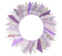 Drapeaux De FêTe Fanions en tissu Floral de 12M, banderole décoration for mariage, fête d'anniversaire, noël, bannière jardin(Color7)