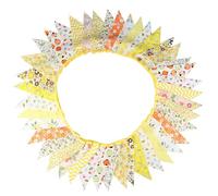 Drapeaux De FêTe Fanions en tissu Floral de 12M, banderole décoration for mariage, fête d'anniversaire, noël, bannière jardin(Color5)