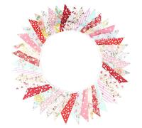 Drapeaux de fête Fanions en tissu Floral de 12M, banderole décoration for mariage, fête d'anniversaire, noël, bannière jardin(Color1)