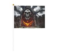 Drapeaux de fond « Enfer » à porter au poignet, 14 x 21 cm, en polyester imprimé recto verso, avec hampe en plastique de 30 cm, parfaits pour les événements et la décoration.
