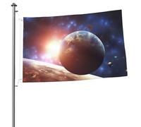 Drapeaux de fond planètes dans l'espace pour l'extérieur 6,1 x 91,4 cm, drapeau de jardin saisonnier double face avec œillets, drapeau d'extérieur pour décoration de maison, toile de fond pour photo