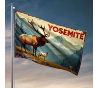 Drapeaux de grotte de l'homme Yosemite National Park Wildlife Scène Drapeau Décoration de chambre de fille Drapeaux amusants (152 x 244 cm)