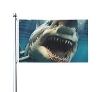 Drapeaux de gueule de requin pour l'extérieur de 0,9 x 1,5 m, drapeau de jardin saisonnier double face avec œillets, drapeau d'extérieur pour décoration de maison, toile de fond pour photo