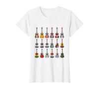 Drapeaux de Guitare du Mois du Patrimoine hispanique pour l'Amérique Latine T-Shirt Graphique avec Valeur, Femme, Blanc, L