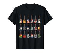 Drapeaux de Guitare du Mois du Patrimoine hispanique pour l'Amérique Latine T-Shirt Graphique avec Valeur, Homme, Noir, M