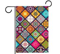 Drapeaux de jardin 12 x 18 drapeaux de jardin double face drapeaux de jardin imperméables pour l'extérieur,Mandala Maroc Vintage Bohème Ethnique