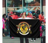 Drapeaux De Jardin 1Er Escadron Du 1Er Régiment De Cavalerie Bannières Extérieure Résistant Drapeaus Décoratif Couleurs Vives Bannière Jardins Pour Festivals Balcon Défilé 90X152CM