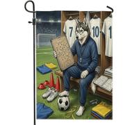 Drapeaux de jardin 2026 avec chien husky de football - 30,5 x 45,7 cm - Double face pour décoration extérieure, prêt à être assorti à un chiot, un entraîneur, une maison, un petit drapeau de pelouse