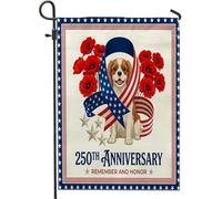 Drapeaux de jardin 250e anniversaire de mariage Cavalier King Charles Spaniel 30,5 x 45,7 cm double face pour extérieur, 4 juillet, drapeaux d'extérieur en toile standard, commémoratif pour cour, cour