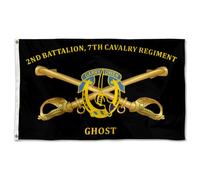 Drapeaux De Jardin 2E Bataillon, 7E Régiment De Cavalerie, 1Re Division De Cavalerie Amusant Bannière Suspendre Drapeaux De Cour Pour Balcon D'Intérieur Intérieur 3X5 Ft