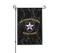 Drapeaux De Jardin 2E Division D'Infanterie De L'Armée Américaine En Corée Du Sud Drapeau Fierté Imperméabiliser Bannière Jardins Decoration Drapeaus Décoratif Pour Festivals Défilé 30X45CM