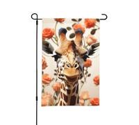 Drapeaux de jardin 30 × 45 cm, drapeaux verticaux de bienvenue girafe debout parmi les fleurs, drapeaux double face, bannière décorative d'extérieur pour toutes les saisons, vacances, cour, ferme