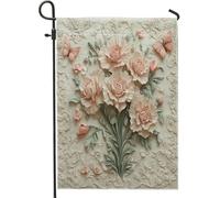 Drapeaux de jardin 30,5 x 45,7 cm pour extérieur, fleurs esthétiques, drapeaux verticaux standard en lin pour maison, drapeau floral rétro pour cour, pelouse, décoration extérieure